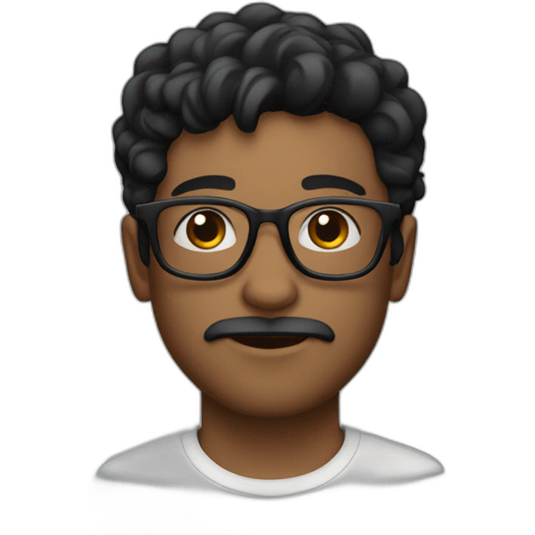 Young man with fair skin and black hair and beardand and round glasses emoji