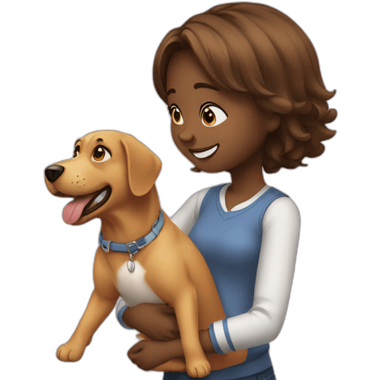 girl playing with a dog at a party emoji