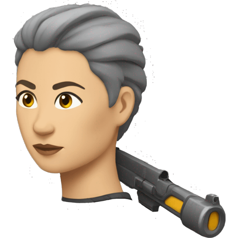 Una mujer de pelo largo enrulado furiosa emoji