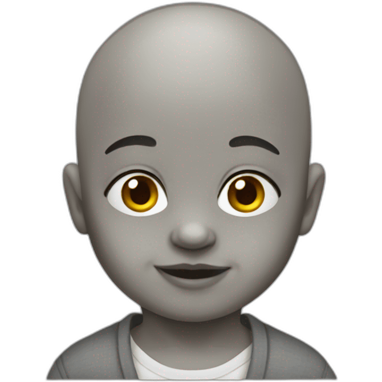 Bald Baby emoji with grey skin emoji