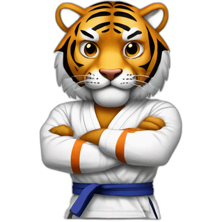 Tiger with evil face   jiu jitsu with his arms crossed emoji