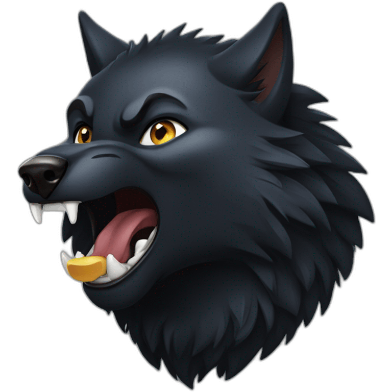 black wolf growling emoji