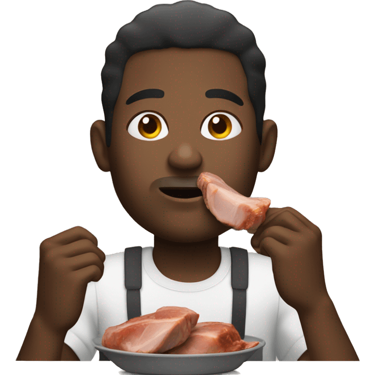 Black man eating pork chops  emoji