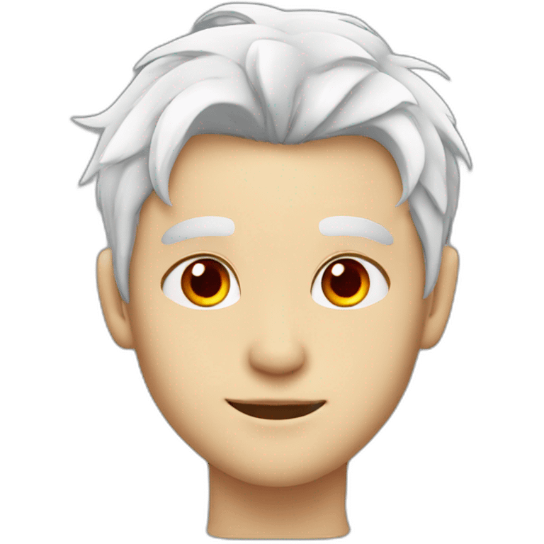 white haired boy with cat ears and red eyes emoji