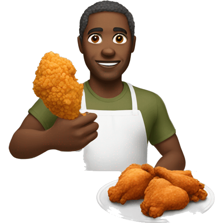 an african man holding fried chicken emoji