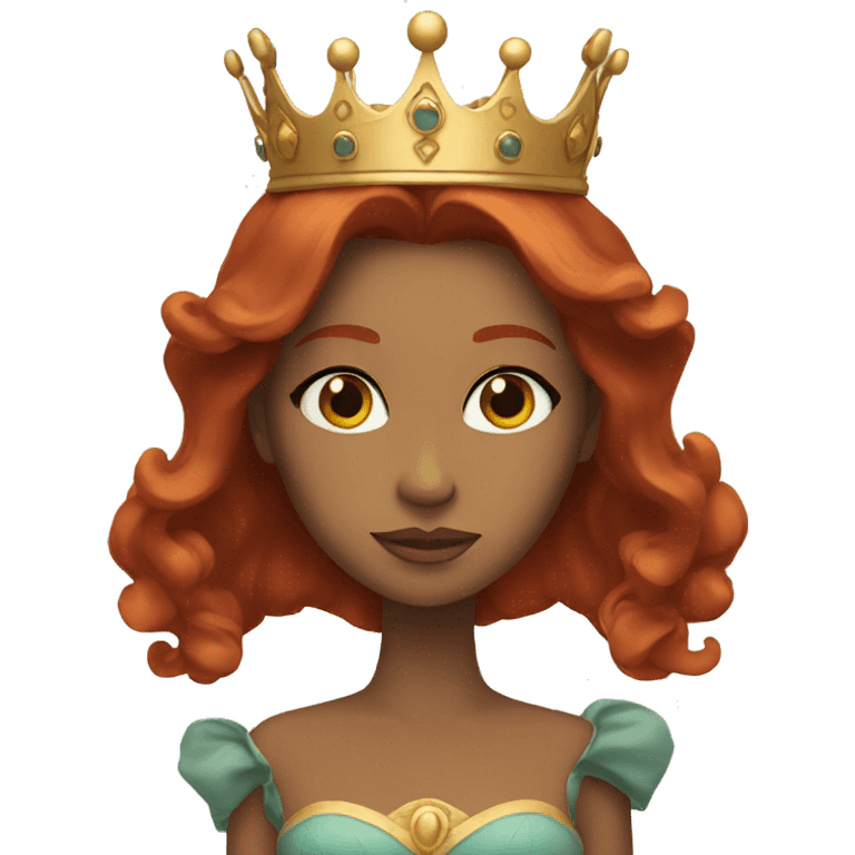 Queen with long redhair and brown eyes and crown emoji