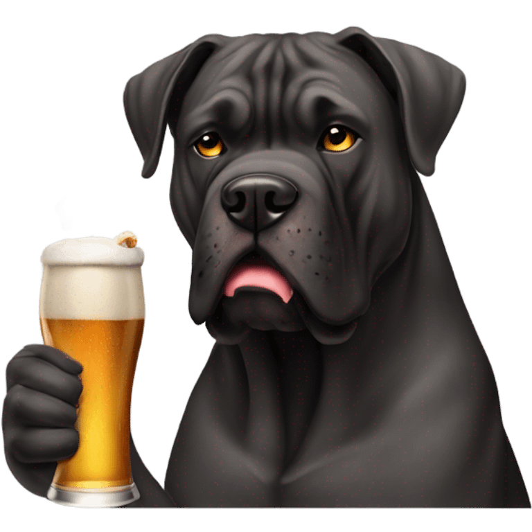 A Cane Corso holding a beer and smoking a cigar. emoji