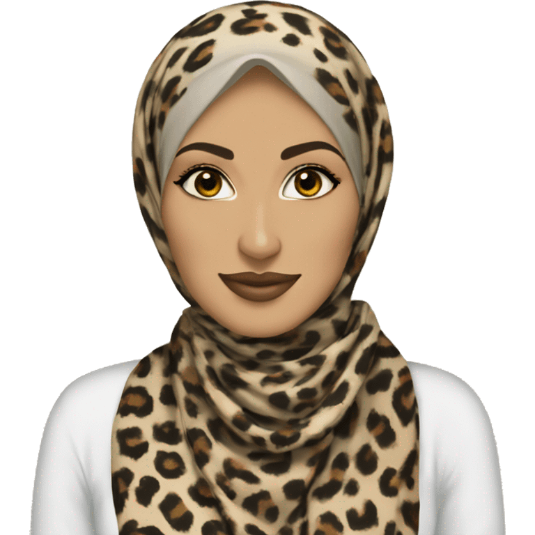 Pretty hijabi in leopard print hijab  emoji