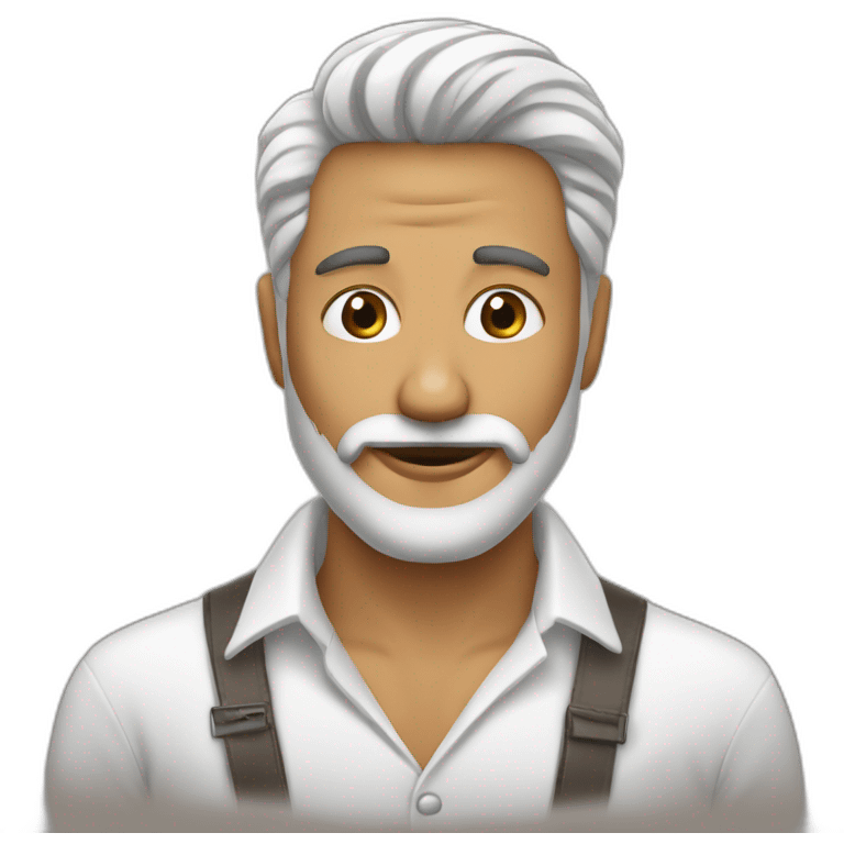 Hombre-pelo blanco-barba-tomando café emoji