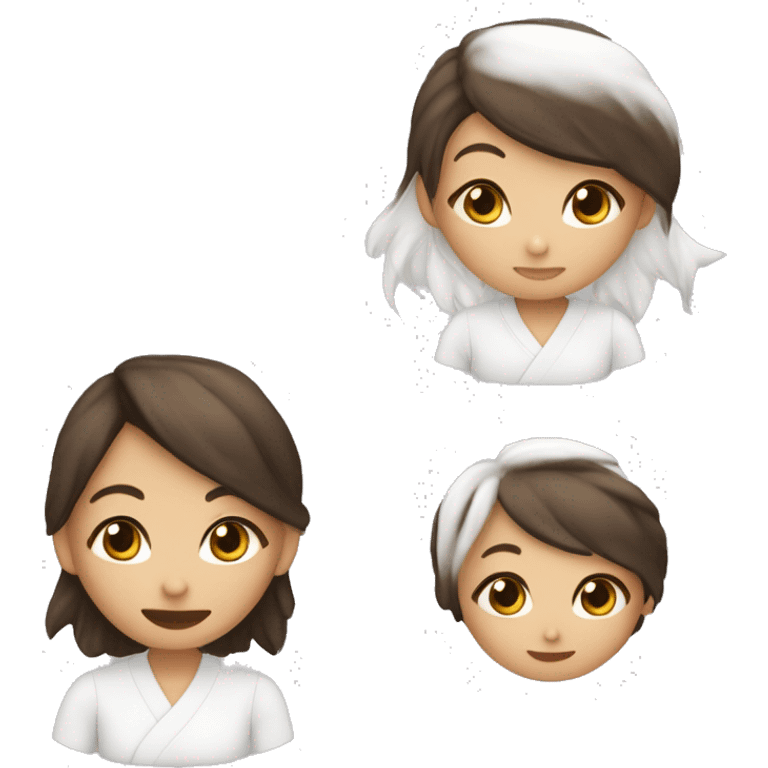 Haz un emoji de chica de pelo chino,  color cafe piel blanca un lunar abajo del labio  emoji