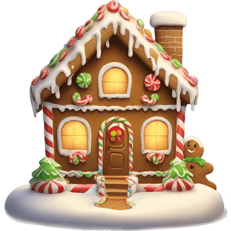 Cute Gingerbread House with snow an lights for Christmas  emoji