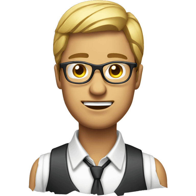 business man with broken glasses and torn shirt emoji