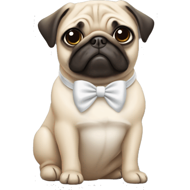 A pug with a white bow on its head  emoji