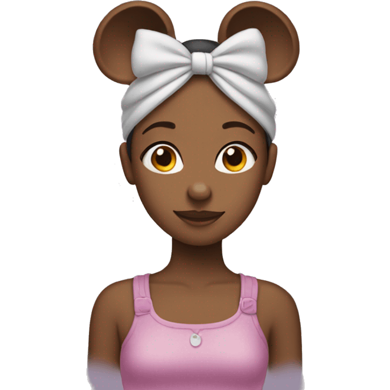 A girl wearing a headband with mouse ears  emoji