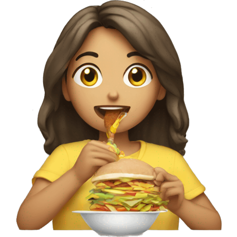 Chica comiendo emoji