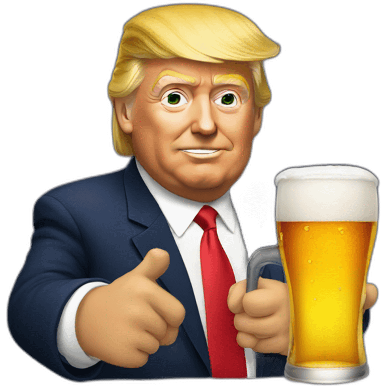 Trump drinking beer emoji