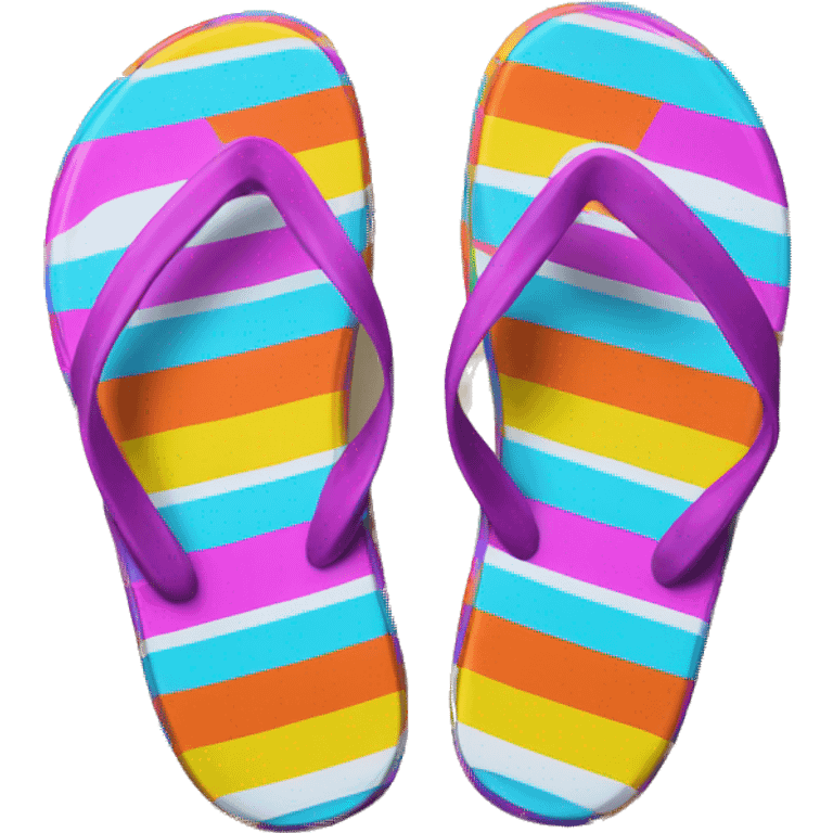 Realistic pair of striped summer flip flops isolated. emoji