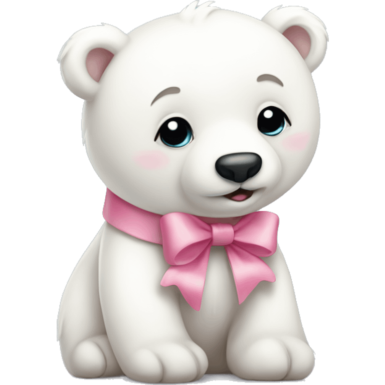 cute polar bear with pink bow emoji