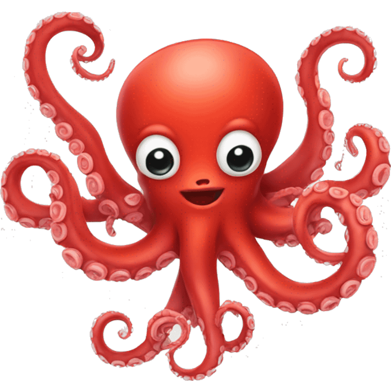 red cartoon octopus making heart sign with tentacles emoji