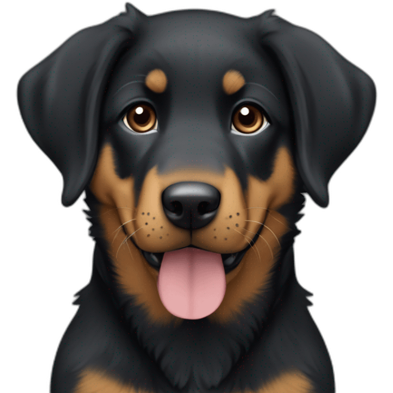 Beauceron puppy with white chest and chin, brown paws and cheeks, black muzzle emoji