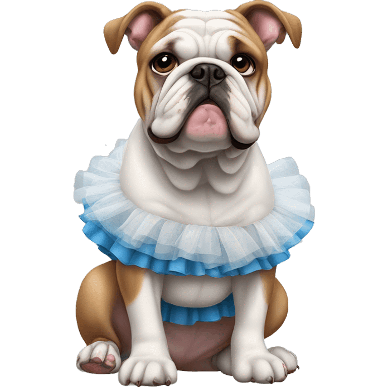 A bulldog in a tutu ￼￼ emoji