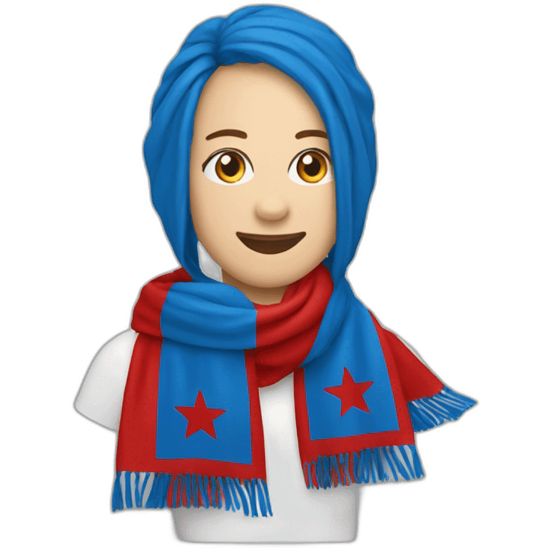 blue fan scarf with red star emoji