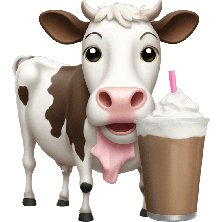 A cow making a milkshake emoji