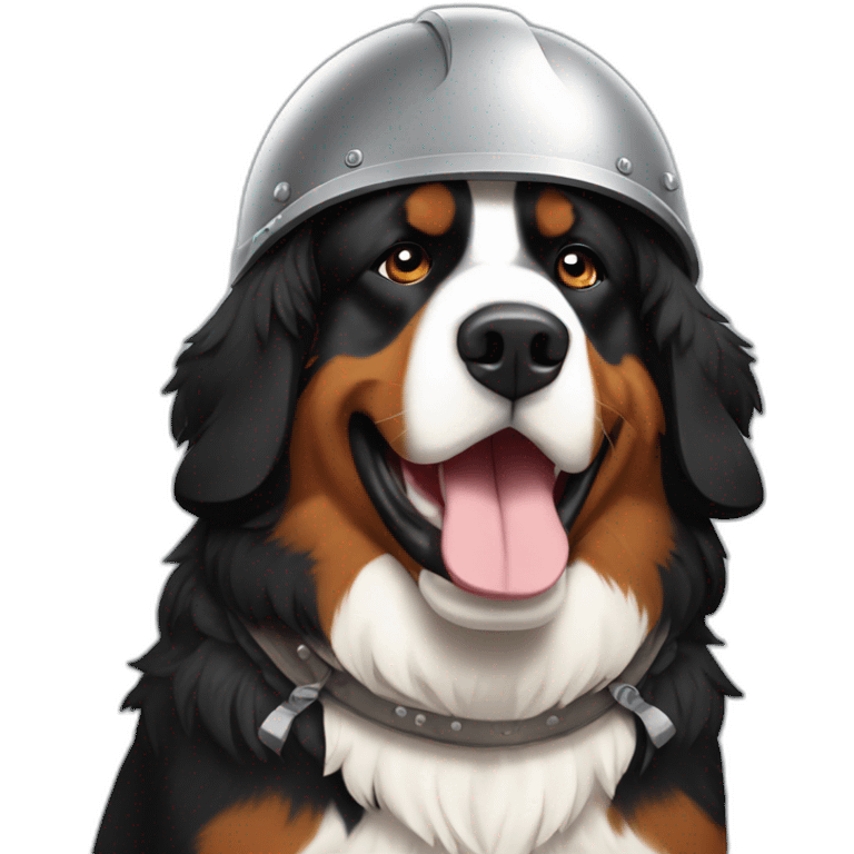 Bernese mountain dog with a helmet viking emoji