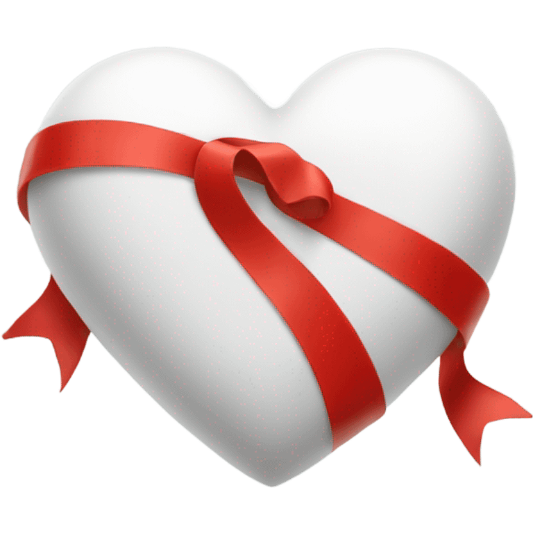 White Heart with Red Ribbon emoji