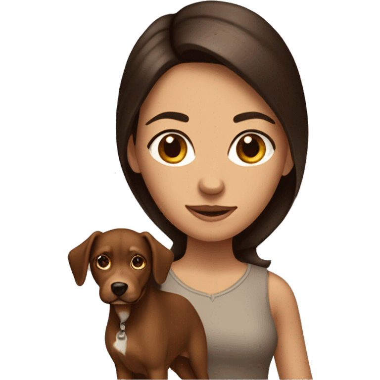 Brunette girl with brown dog with pointy ears emoji