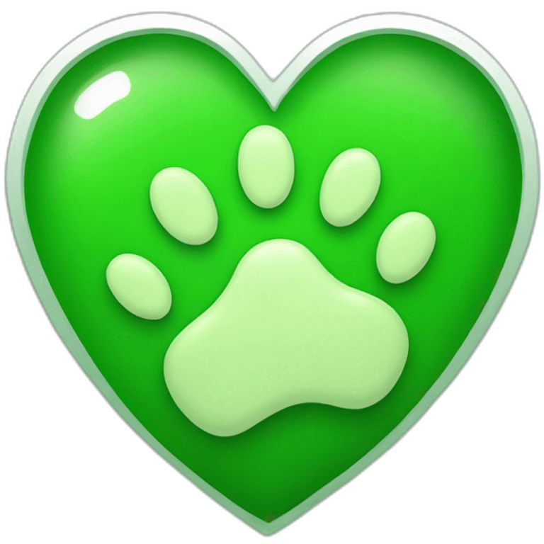 cat paw inside green heart emoji