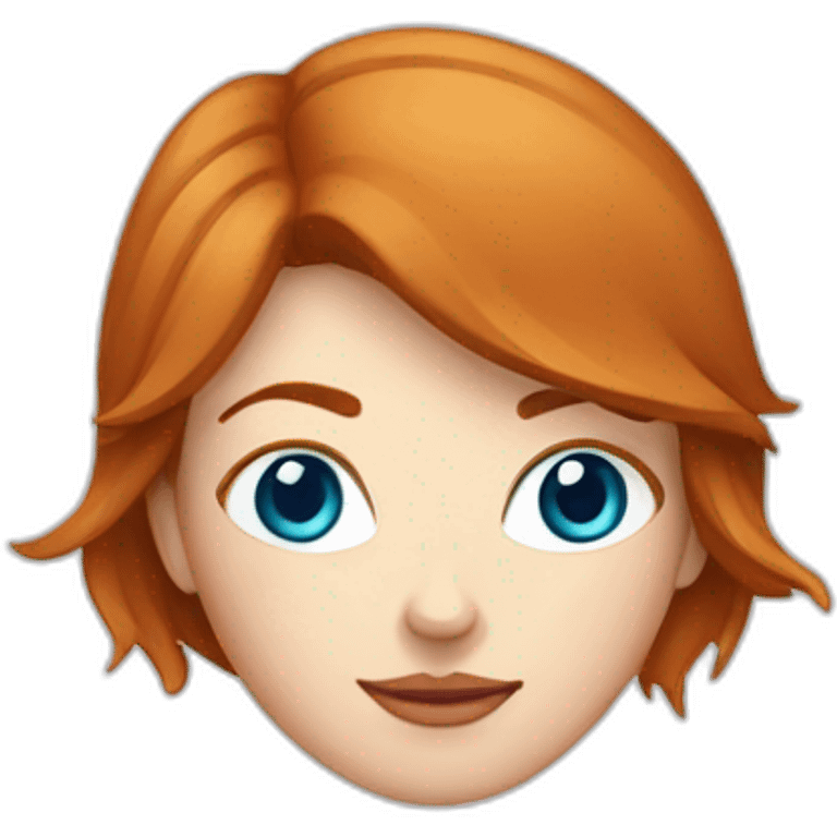 Femme rousse avec chat blanc aux yeux bleu emoji