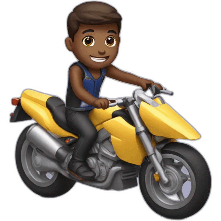 A boy riding a super bike emoji