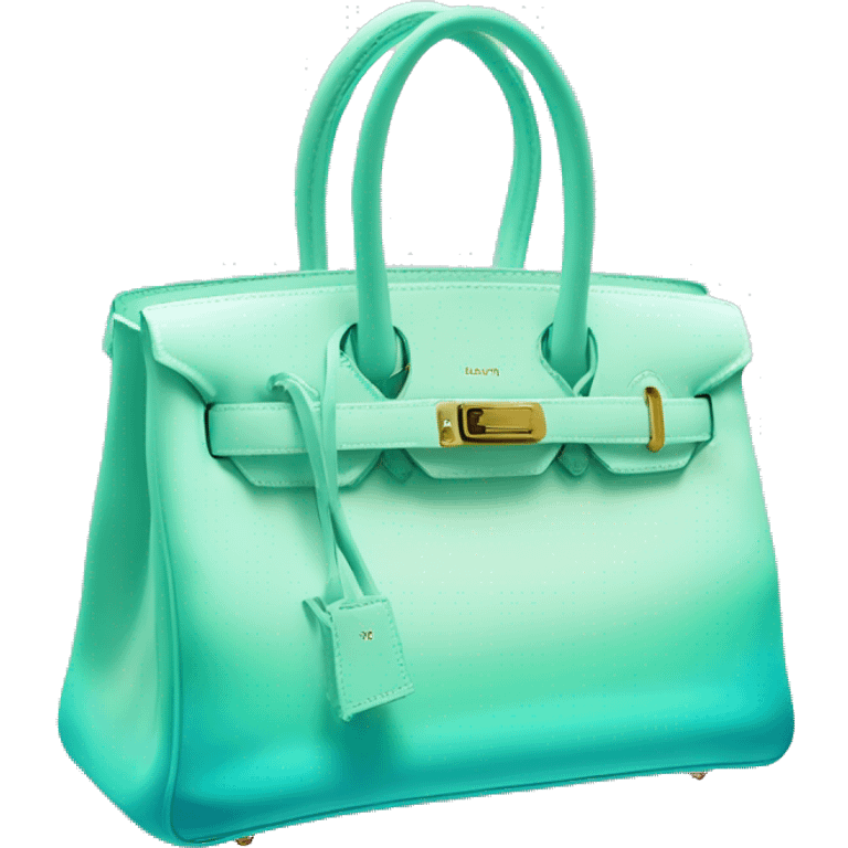 Realistic mint green to tiffany blue ombre Birkin satchel purse.  emoji