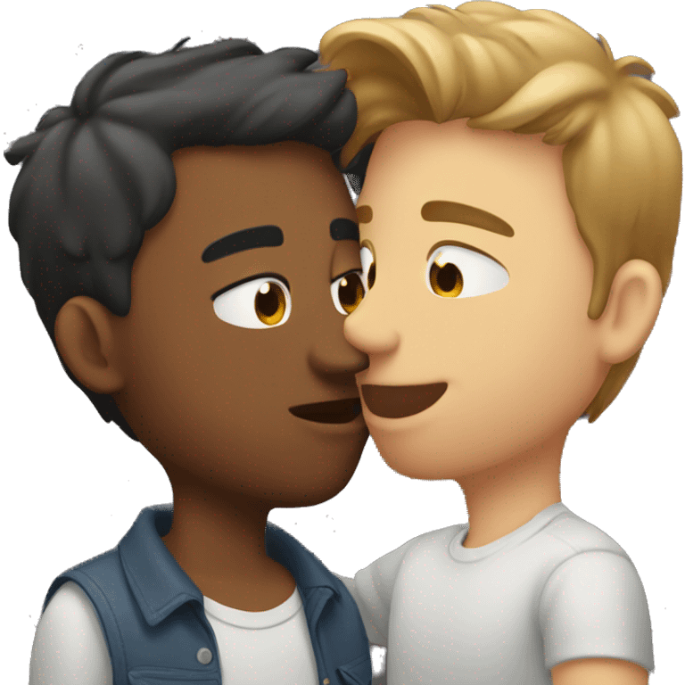 A guy kissing a guy on the cheek emoji