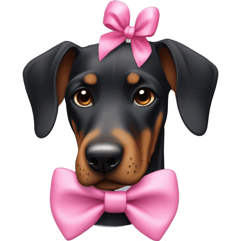 Doberman with pink bow emoji