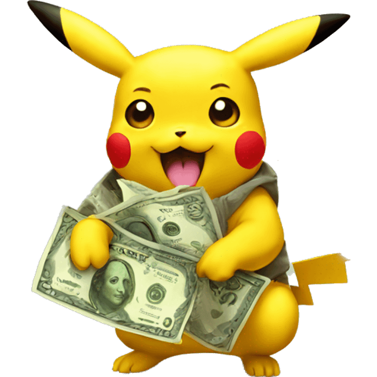 pikachu with money emoji