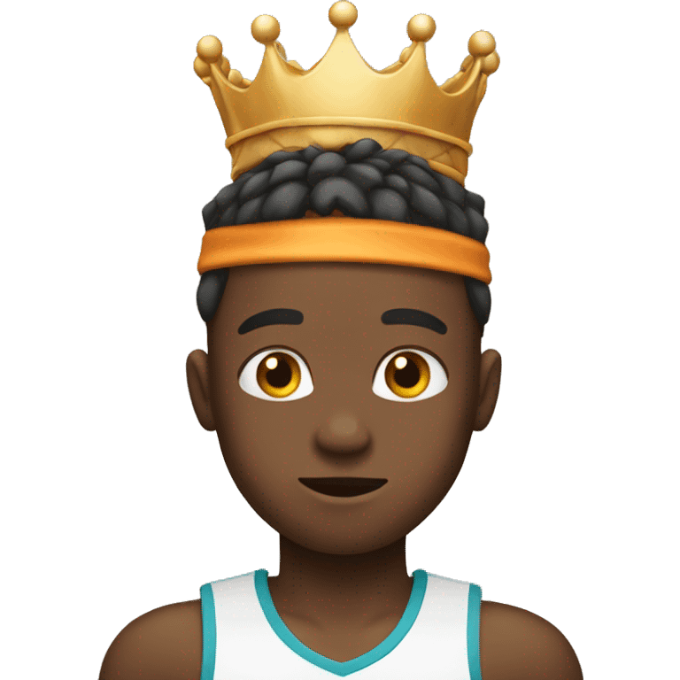 Boy playing basketball with crown on his head emoji