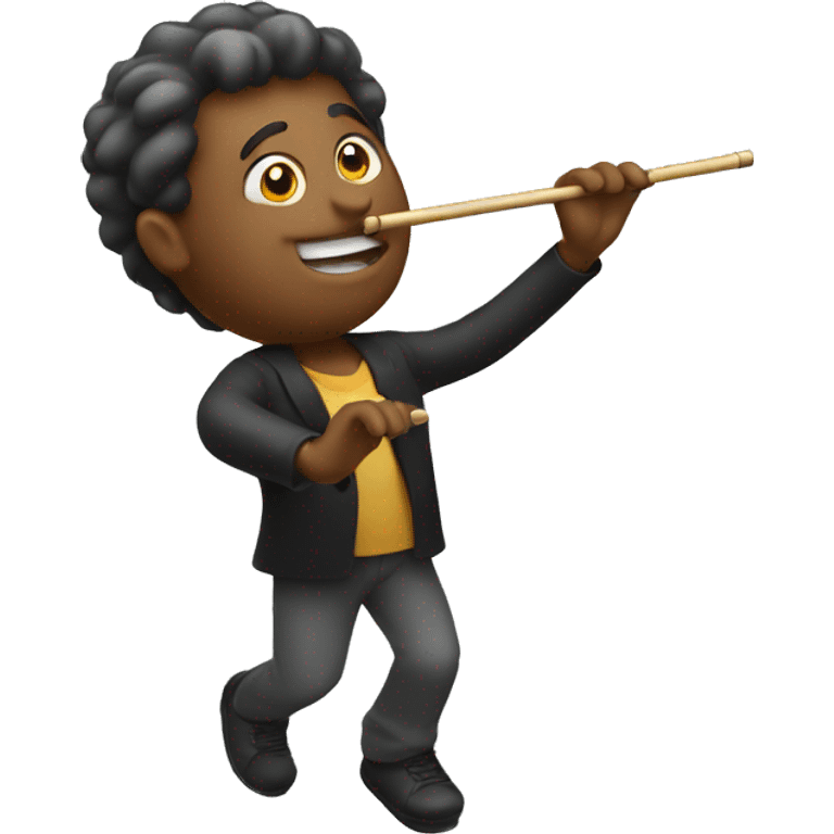 Man with flute twirling on pole emoji