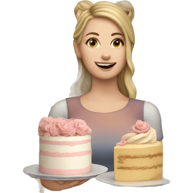 White girl with cake emoji