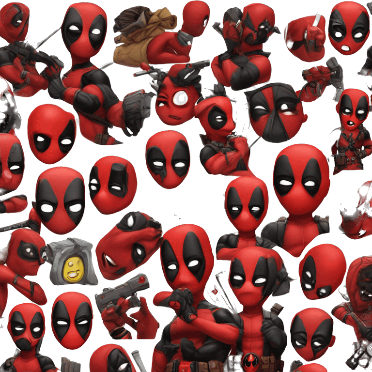 Make Deadpool with the same characteristics and details, just change the red colors to black and leave only the red eye emoji