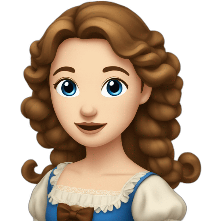 The folk french  woman dance, blue eyes, brown hair emoji