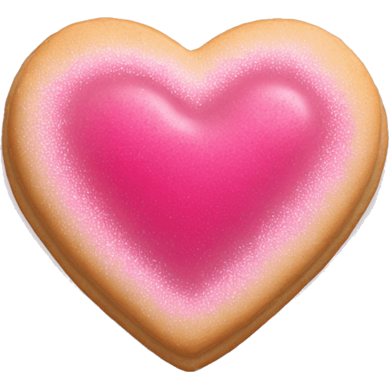 Realistic shortbread cookie in the shape of a heart with pink jelly middle filling and sprinkled powder sugar on top. emoji