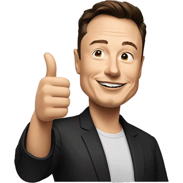 Elon Musk shows thumbs up emoji