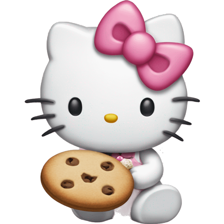 Hello kitty eating a cookie emoji