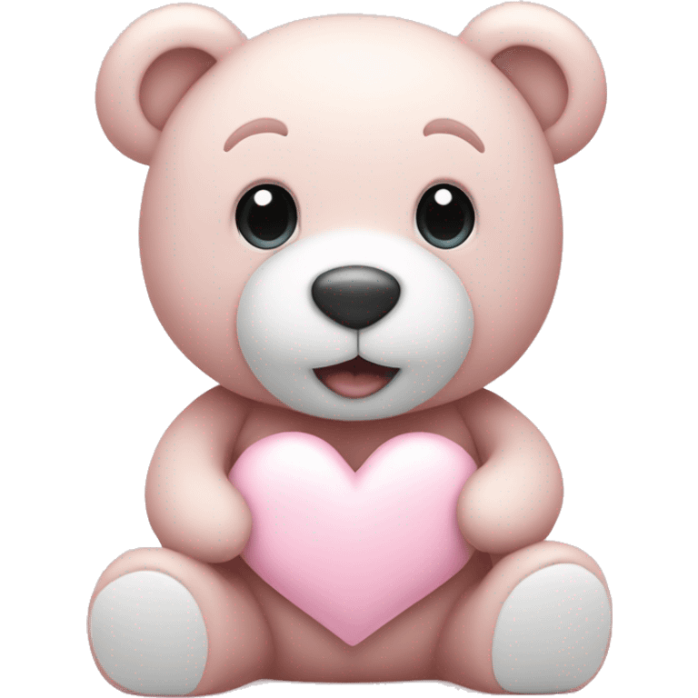 Light pink teddy bear with white heart emoji