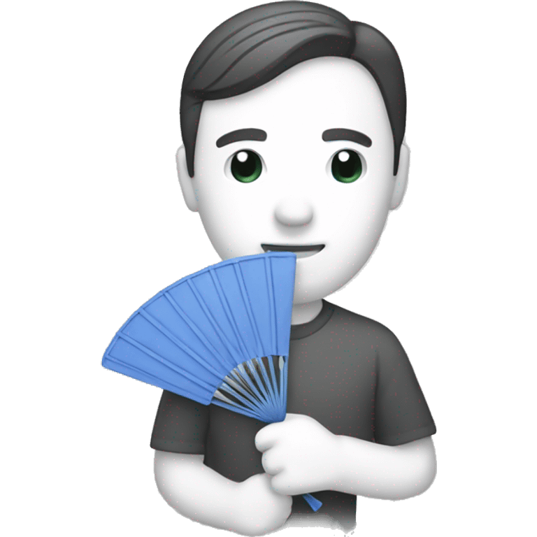 a person holding a fan. emoji