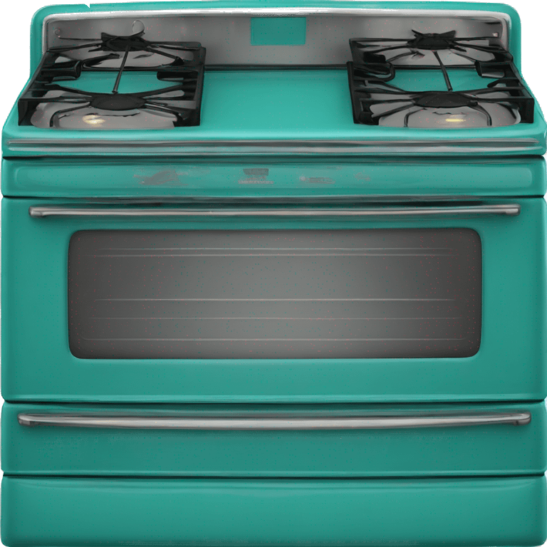 Realistic dark turquoise vintage stove with double oven emoji