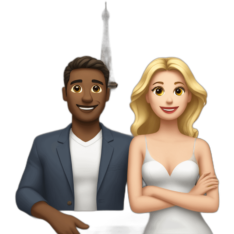 a couple in front of eiffel tower emoji