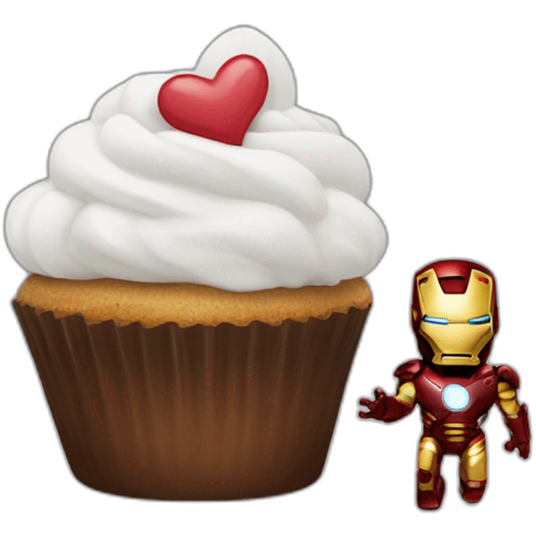 Happy cupcake with iron man  emoji